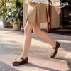 image:imagePANDANINJIA Girls Dress Shoes Toddler Kids Mary Jane Girls Ballet Flats  Flower Girl Shoes Square ToeAdjustable Hook Loop ClosureComfortable CushionNonSlip SoleVersatileSchool Party WeddingBrown Patent