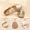 image:imagePANDANINJIA Girls Dress Shoes Toddler Kids Mary Jane Girls Ballet Flats  Flower Girl Shoes Square ToeAdjustable Hook Loop ClosureComfortable CushionNonSlip SoleVersatileSchool Party WeddingGold Pu