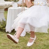 image:imagePANDANINJIA Girls Dress Shoes Toddler Kids Mary Jane Girls Ballet Flats  Flower Girl Shoes Square ToeAdjustable Hook Loop ClosureComfortable CushionNonSlip SoleVersatileSchool Party WeddingWhite Patent