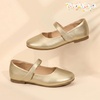 image:imagePANDANINJIA Girls Dress Shoes Toddler Kids Mary Jane Girls Ballet Flats  Flower Girl Shoes Square ToeAdjustable Hook Loop ClosureComfortable CushionNonSlip SoleVersatileSchool Party WeddingGold Pu