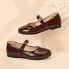 image:imagePANDANINJIA Girls Dress Shoes Toddler Kids Mary Jane Girls Ballet Flats  Flower Girl Shoes Square ToeAdjustable Hook Loop ClosureComfortable CushionNonSlip SoleVersatileSchool Party WeddingBrown Patent