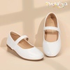 image:imagePANDANINJIA Girls Dress Shoes Toddler Kids Mary Jane Girls Ballet Flats  Flower Girl Shoes Square ToeAdjustable Hook Loop ClosureComfortable CushionNonSlip SoleVersatileSchool Party WeddingWhite Patent