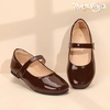image:imagePANDANINJIA Girls Dress Shoes Toddler Kids Mary Jane Girls Ballet Flats  Flower Girl Shoes Square ToeAdjustable Hook Loop ClosureComfortable CushionNonSlip SoleVersatileSchool Party WeddingBrown Patent