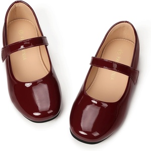 image:imagePANDANINJIA Girls Dress Shoes Toddler Kids Mary Jane Girls Ballet Flats  Flower Girl Shoes Square ToeAdjustable Hook Loop ClosureComfortable CushionNonSlip SoleVersatileSchool Party WeddingRed Patent