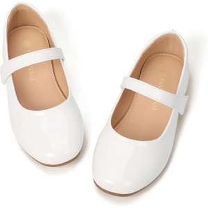 image:imagePANDANINJIA Girls Dress Shoes Toddler Kids Mary Jane Girls Ballet Flats  Flower Girl Shoes Square ToeAdjustable Hook Loop ClosureComfortable CushionNonSlip SoleVersatileSchool Party WeddingWhite Patent
