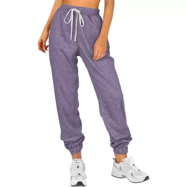 imageATHMILE Baggy Sweatpants for Women with PocketsLounge Womens Pajams PantsWomens Running Joggers Fall Clothes Outfits 2024Light Purple
