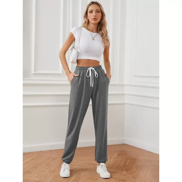 imageATHMILE Baggy Sweatpants for Women with PocketsLounge Womens Pajams PantsWomens Running Joggers Fall Clothes Outfits 2024Dark Grey
