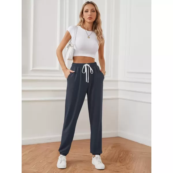 imageATHMILE Baggy Sweatpants for Women with PocketsLounge Womens Pajams PantsWomens Running Joggers Fall Clothes Outfits 2024Dark Blue