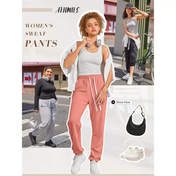 imageATHMILE Baggy Sweatpants for Women with PocketsLounge Womens Pajams PantsWomens Running Joggers Fall Clothes Outfits 2024Orange Pink