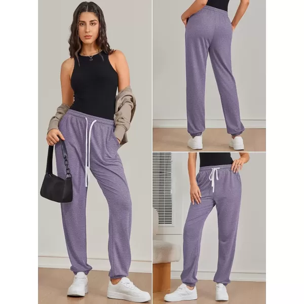 imageATHMILE Baggy Sweatpants for Women with PocketsLounge Womens Pajams PantsWomens Running Joggers Fall Clothes Outfits 2024Light Purple