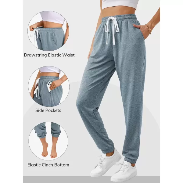 imageATHMILE Baggy Sweatpants for Women with PocketsLounge Womens Pajams PantsWomens Running Joggers Fall Clothes Outfits 2024Grey Blue