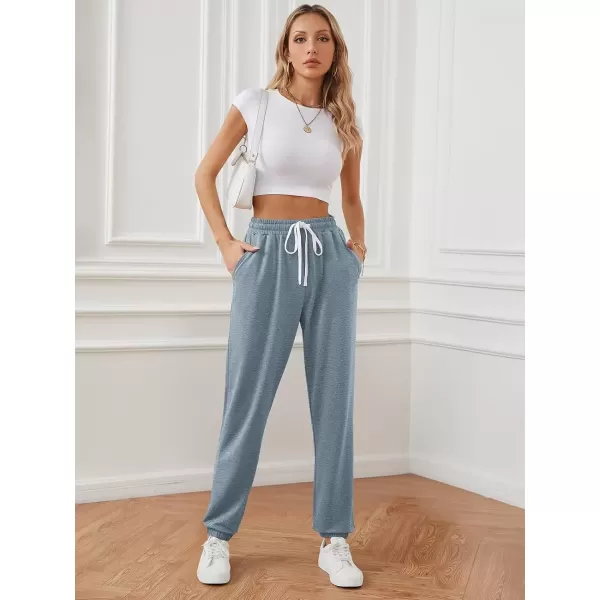 imageATHMILE Baggy Sweatpants for Women with PocketsLounge Womens Pajams PantsWomens Running Joggers Fall Clothes Outfits 2024Grey Blue