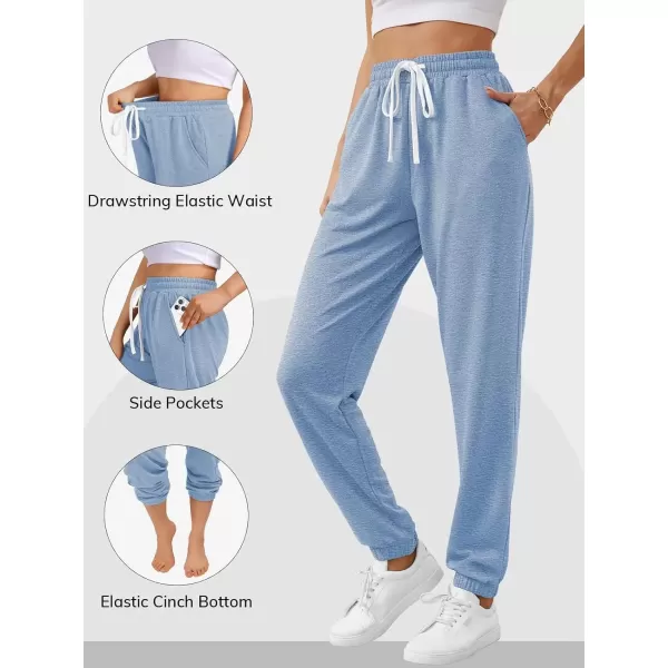 imageATHMILE Baggy Sweatpants for Women with PocketsLounge Womens Pajams PantsWomens Running Joggers Fall Clothes Outfits 2024Light Blue