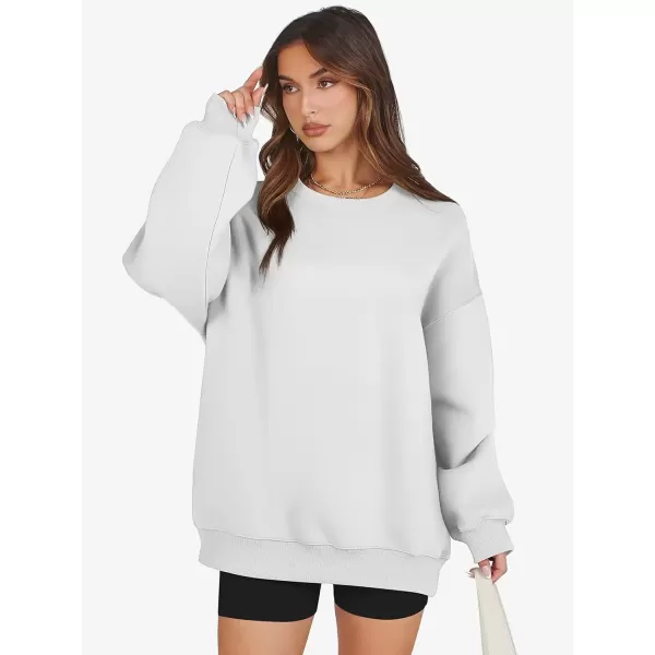 imageATHMILE Oversized Sweatshirt for Women Crewneck Fleece Long Sleeve Pullover Hoodies Tops Fall Fashion Outfits Clothes 2024White