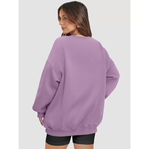 imageATHMILE Oversized Sweatshirt for Women Crewneck Fleece Long Sleeve Pullover Hoodies Tops Fall Fashion Outfits Clothes 2024Purple