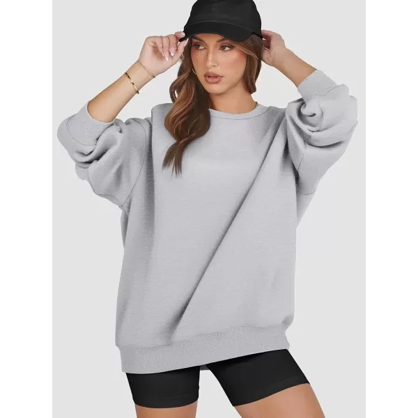 imageATHMILE Oversized Sweatshirt for Women Crewneck Fleece Long Sleeve Pullover Hoodies Tops Fall Fashion Outfits Clothes 2024Grey