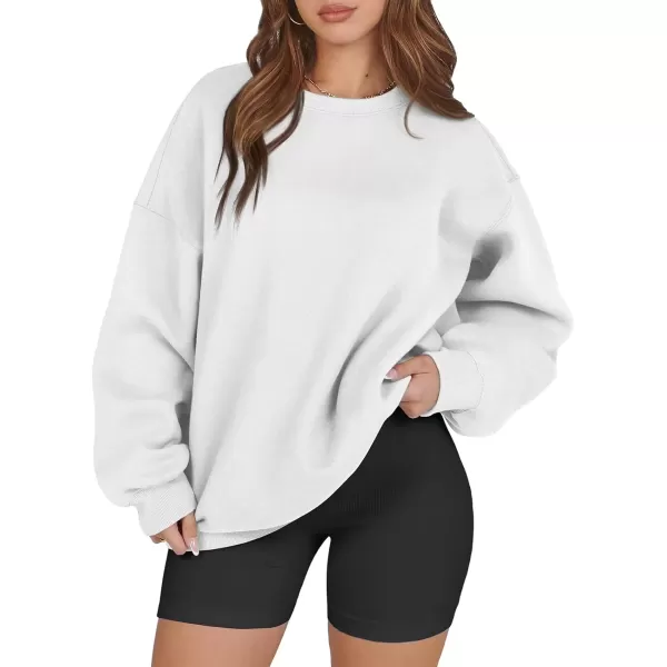 imageATHMILE Oversized Sweatshirt for Women Crewneck Fleece Long Sleeve Pullover Hoodies Tops Fall Fashion Outfits Clothes 2024White