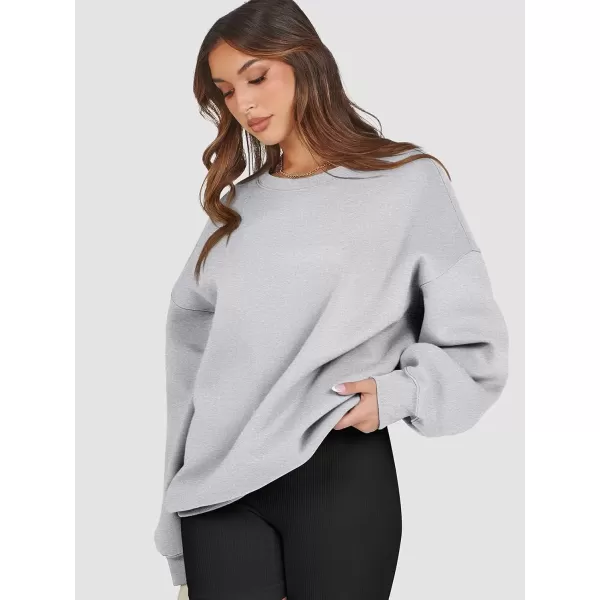 imageATHMILE Oversized Sweatshirt for Women Crewneck Fleece Long Sleeve Pullover Hoodies Tops Fall Fashion Outfits Clothes 2024Grey