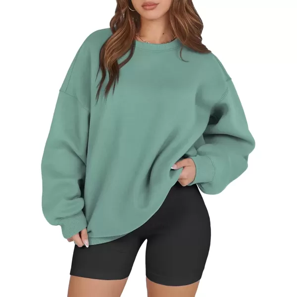 imageATHMILE Oversized Sweatshirt for Women Crewneck Fleece Long Sleeve Pullover Hoodies Tops Fall Fashion Outfits Clothes 2024Green02