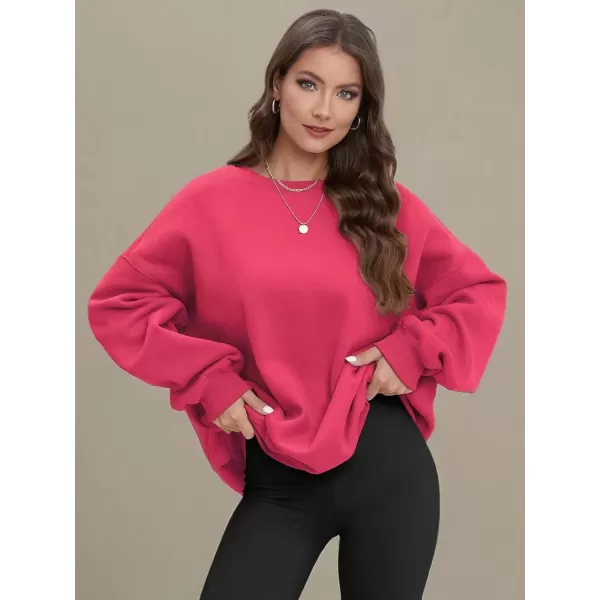 imageATHMILE Oversized Sweatshirt for Women Crewneck Fleece Long Sleeve Pullover Hoodies Tops Fall Fashion Outfits Clothes 2024Peachy
