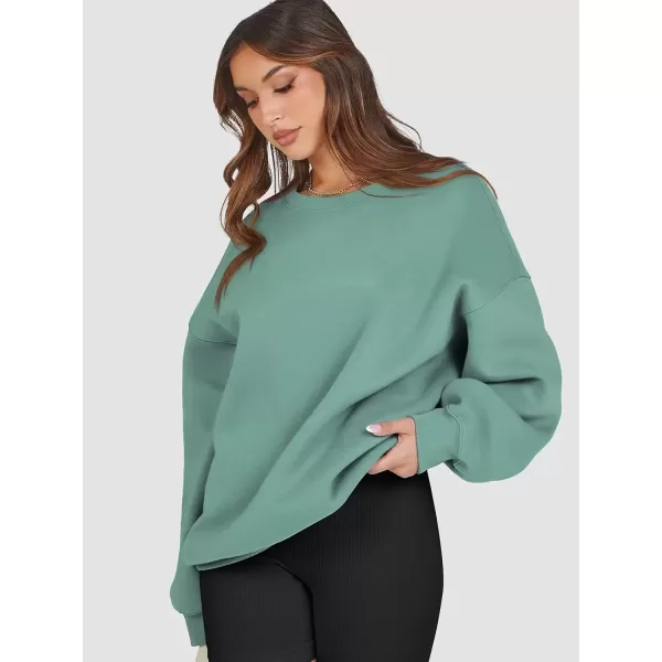 imageATHMILE Oversized Sweatshirt for Women Crewneck Fleece Long Sleeve Pullover Hoodies Tops Fall Fashion Outfits Clothes 2024Green02