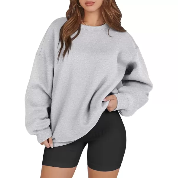 imageATHMILE Oversized Sweatshirt for Women Crewneck Fleece Long Sleeve Pullover Hoodies Tops Fall Fashion Outfits Clothes 2024Grey