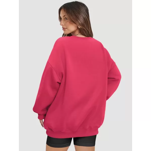 imageATHMILE Oversized Sweatshirt for Women Crewneck Fleece Long Sleeve Pullover Hoodies Tops Fall Fashion Outfits Clothes 2024Peachy