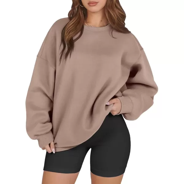 imageATHMILE Oversized Sweatshirt for Women Crewneck Fleece Long Sleeve Pullover Hoodies Tops Fall Fashion Outfits Clothes 2024Coffeegrey