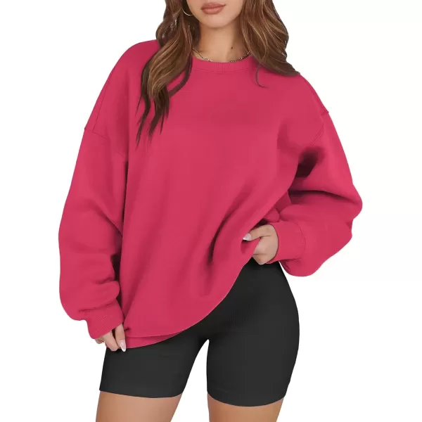 imageATHMILE Oversized Sweatshirt for Women Crewneck Fleece Long Sleeve Pullover Hoodies Tops Fall Fashion Outfits Clothes 2024Peachy