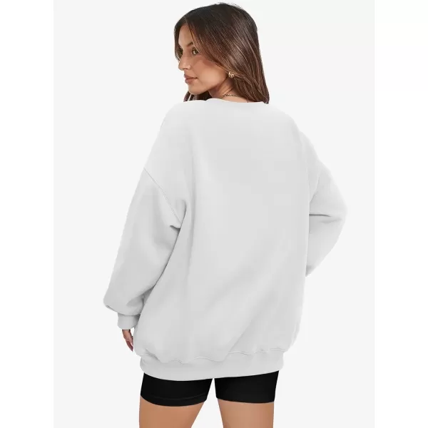 imageATHMILE Oversized Sweatshirt for Women Crewneck Fleece Long Sleeve Pullover Hoodies Tops Fall Fashion Outfits Clothes 2024White