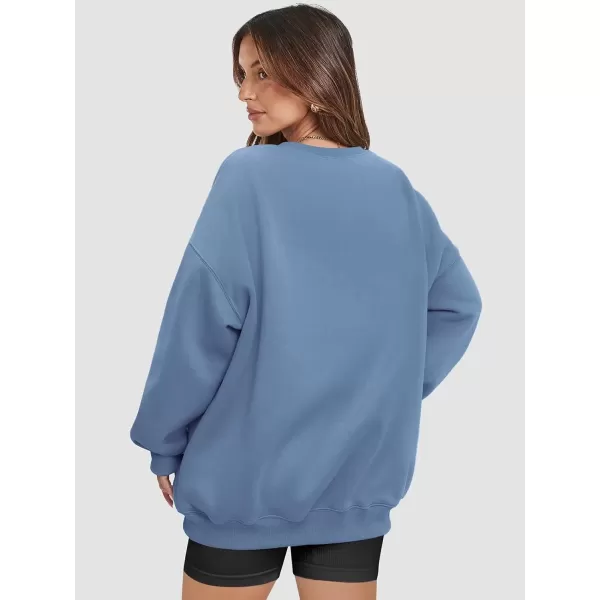 imageATHMILE Oversized Sweatshirt for Women Crewneck Fleece Long Sleeve Pullover Hoodies Tops Fall Fashion Outfits Clothes 2024Greyblue