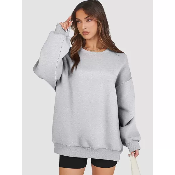 imageATHMILE Oversized Sweatshirt for Women Crewneck Fleece Long Sleeve Pullover Hoodies Tops Fall Fashion Outfits Clothes 2024Grey