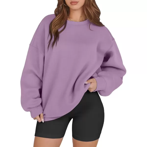 imageATHMILE Oversized Sweatshirt for Women Crewneck Fleece Long Sleeve Pullover Hoodies Tops Fall Fashion Outfits Clothes 2024Purple