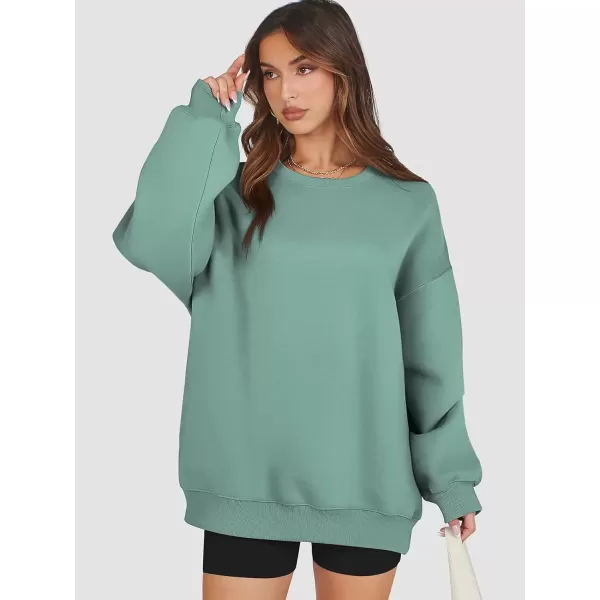 imageATHMILE Oversized Sweatshirt for Women Crewneck Fleece Long Sleeve Pullover Hoodies Tops Fall Fashion Outfits Clothes 2024Green02