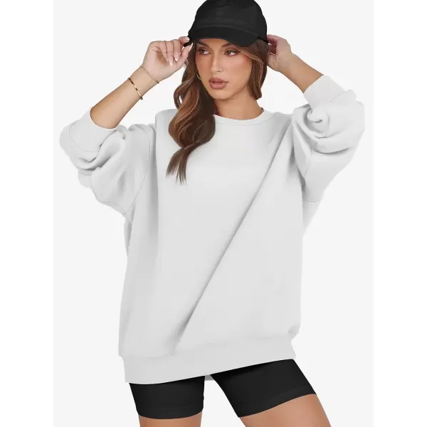 imageATHMILE Oversized Sweatshirt for Women Crewneck Fleece Long Sleeve Pullover Hoodies Tops Fall Fashion Outfits Clothes 2024White