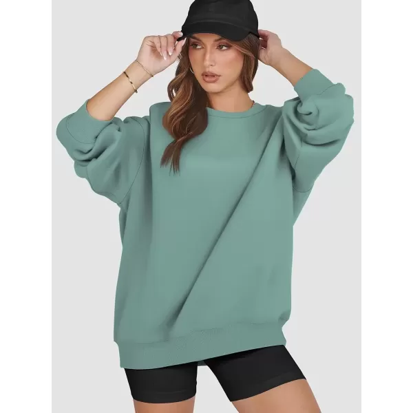 imageATHMILE Oversized Sweatshirt for Women Crewneck Fleece Long Sleeve Pullover Hoodies Tops Fall Fashion Outfits Clothes 2024Green02