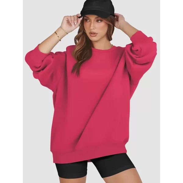 imageATHMILE Oversized Sweatshirt for Women Crewneck Fleece Long Sleeve Pullover Hoodies Tops Fall Fashion Outfits Clothes 2024Peachy