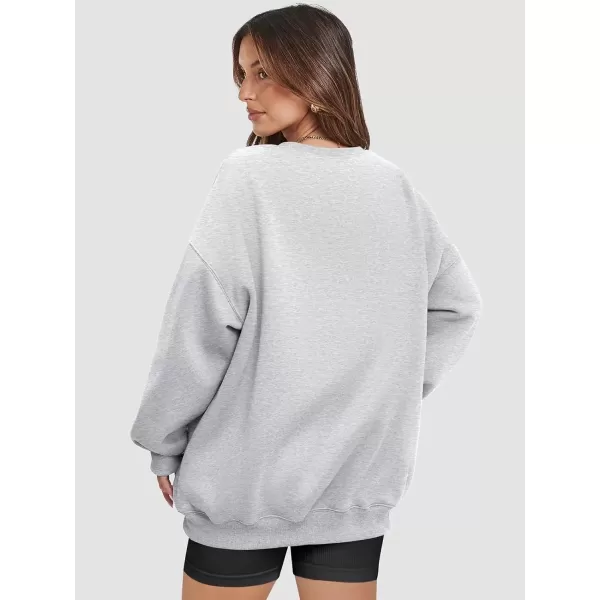 imageATHMILE Oversized Sweatshirt for Women Crewneck Fleece Long Sleeve Pullover Hoodies Tops Fall Fashion Outfits Clothes 2024Grey