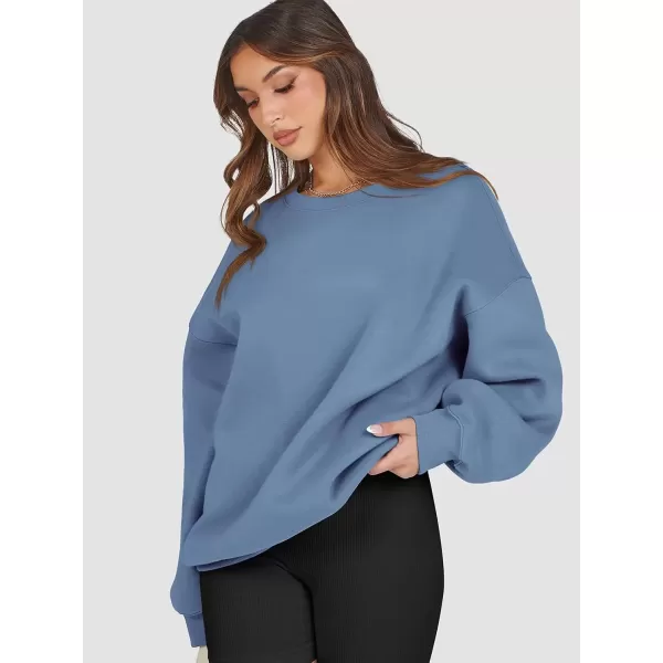 imageATHMILE Oversized Sweatshirt for Women Crewneck Fleece Long Sleeve Pullover Hoodies Tops Fall Fashion Outfits Clothes 2024Greyblue