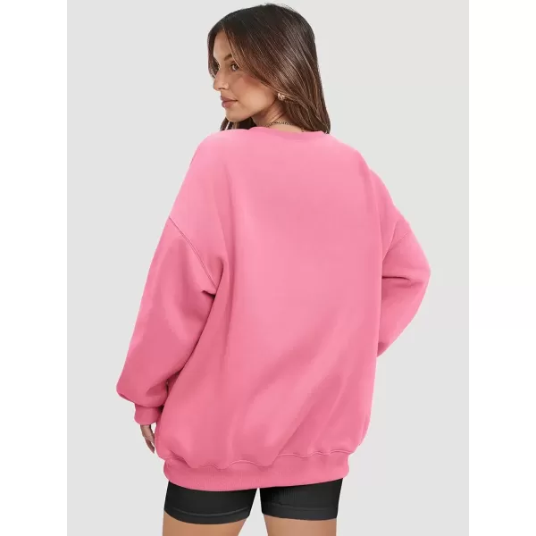 imageATHMILE Oversized Sweatshirt for Women Crewneck Fleece Long Sleeve Pullover Hoodies Tops Fall Fashion Outfits Clothes 2024Pink