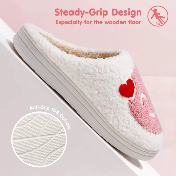 imageATHMILE Smiley Face Slippers for Women Men Indoor Cute House Shoes Fuzzy Fluffy Cozy Slippers Happy Face Preppy Comfy for Bedroom OutdoorPink