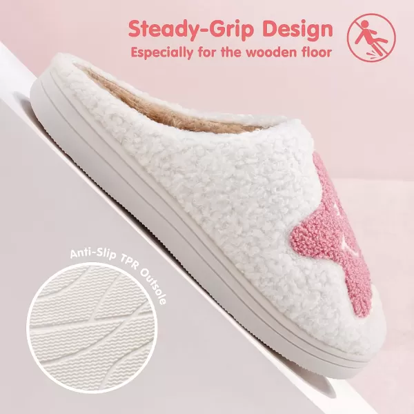 imageATHMILE Smiley Face Slippers for Women Men Indoor Cute House Shoes Fuzzy Fluffy Cozy Slippers Happy Face Preppy Comfy for Bedroom OutdoorPink Star