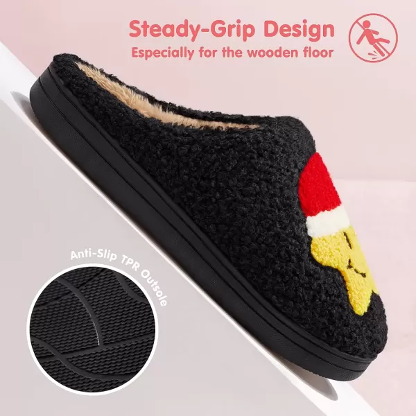 imageATHMILE Smiley Face Slippers for Women Men Indoor Cute House Shoes Fuzzy Fluffy Cozy Slippers Happy Face Preppy Comfy for Bedroom OutdoorBlack Star
