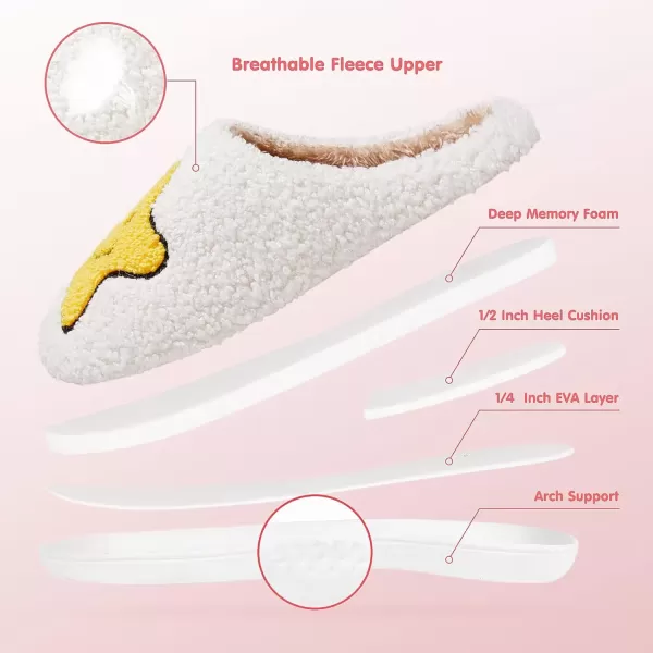 imageATHMILE Smiley Face Slippers for Women Men Indoor Cute House Shoes Fuzzy Fluffy Cozy Slippers Happy Face Preppy Comfy for Bedroom OutdoorStar