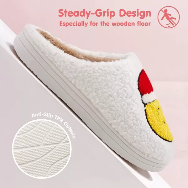 imageATHMILE Smiley Face Slippers for Women Men Indoor Cute House Shoes Fuzzy Fluffy Cozy Slippers Happy Face Preppy Comfy for Bedroom OutdoorChristmas Face
