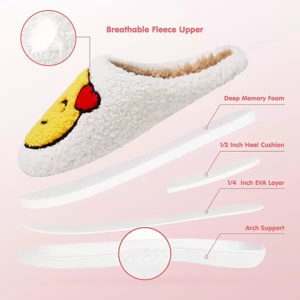 imageATHMILE Smiley Face Slippers for Women Men Indoor Cute House Shoes Fuzzy Fluffy Cozy Slippers Happy Face Preppy Comfy for Bedroom OutdoorYellow