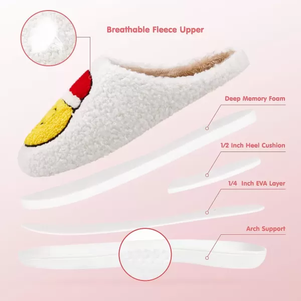 imageATHMILE Smiley Face Slippers for Women Men Indoor Cute House Shoes Fuzzy Fluffy Cozy Slippers Happy Face Preppy Comfy for Bedroom OutdoorChristmas Face