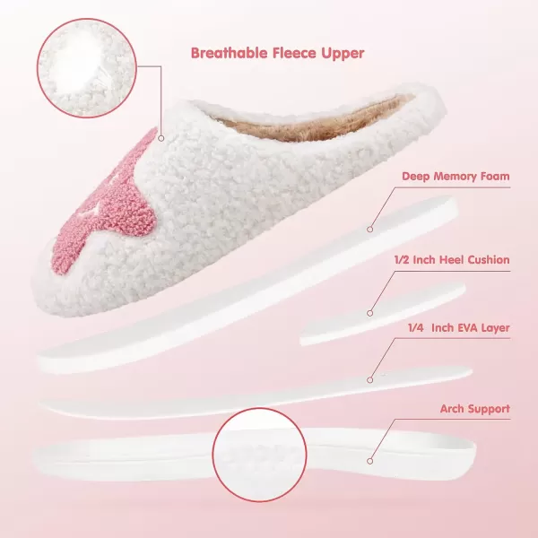 imageATHMILE Smiley Face Slippers for Women Men Indoor Cute House Shoes Fuzzy Fluffy Cozy Slippers Happy Face Preppy Comfy for Bedroom OutdoorPink Star