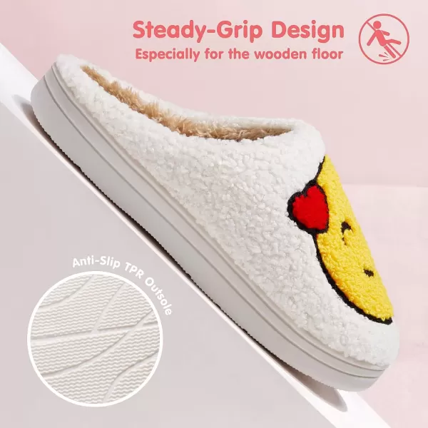 imageATHMILE Smiley Face Slippers for Women Men Indoor Cute House Shoes Fuzzy Fluffy Cozy Slippers Happy Face Preppy Comfy for Bedroom OutdoorYellow
