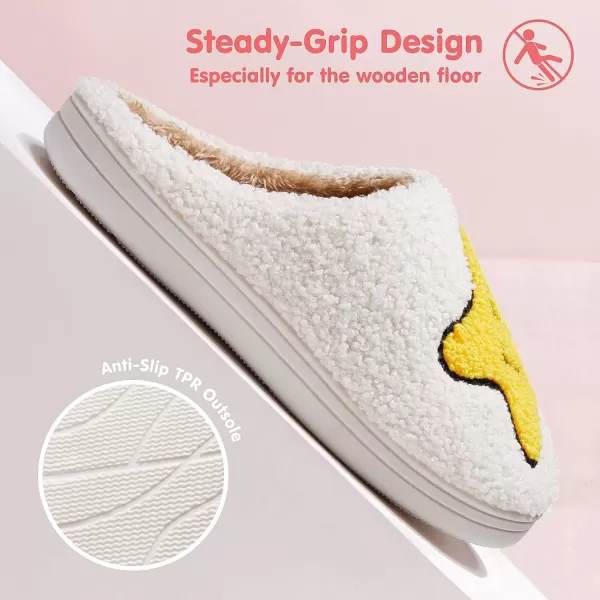 imageATHMILE Smiley Face Slippers for Women Men Indoor Cute House Shoes Fuzzy Fluffy Cozy Slippers Happy Face Preppy Comfy for Bedroom OutdoorStar